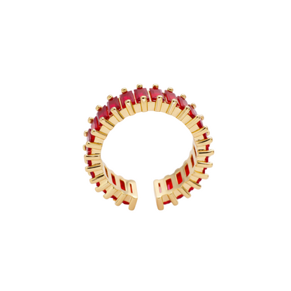 ADJUSTABLE OPENING RED ELEGANT GEOMETRIC STAINLESS STEEL OPEN RINGS J-49253R