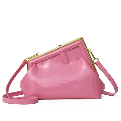 PINK BRIGHT SURFACE TRIANGULAR LADIES SHOULDER BAG FASHIONABLE CROSSBODY UNDERARM BAG
