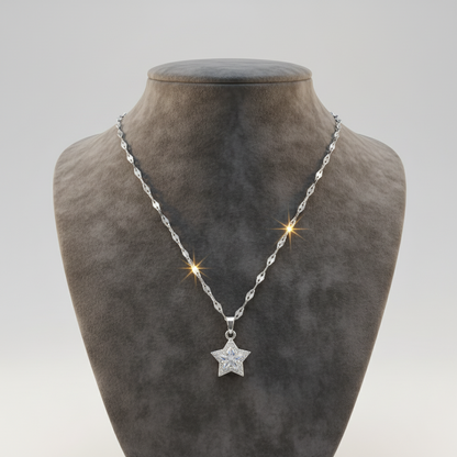 STEEL COATED REAL GOLD PLATED 18K GOLD STAR STAINLESS STEEL SIMPLE STYLE SHINY WATERPROOF NON TARNISH TITANIUM PENDANT NECKLACES J-66485N