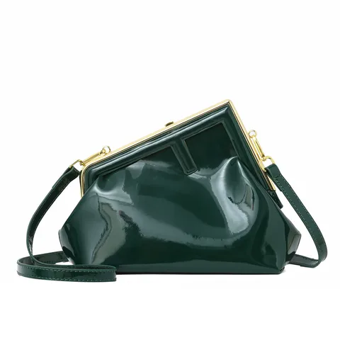 GREEN BRIGHT SURFACE TRIANGULAR LADIES SHOULDER BAG FASHIONABLE CROSSBODY UNDERARM BAG